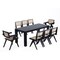 Manhattan Comfort Rectangle Dining Set of 9 W/ Hamlet Chairs, 70.86 in L, American Solid Ash Wood, Black 8-DT02DCCA03-BK - alternate 7